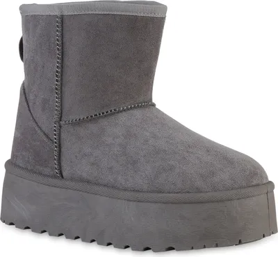 Produktbild von VAN HILL Damen Warm Gefütterte Winter Boots Bequeme Profil-Sohle Schuhe 841454, Farbe: Grau, Größe: 36