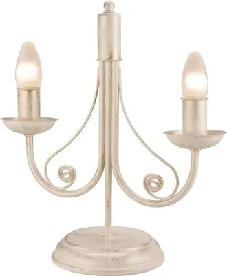 Produktbild von Weiße Tischlampe Shabby Chic rustikal E14 36cm hoch Leuchter Design Tischleuchte Wohnzimmerlampe