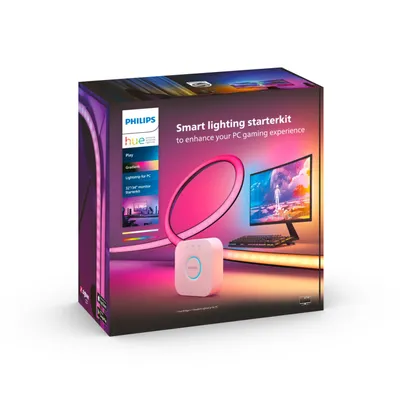 Produktbild von Play Gradient Lightstrip + Hue Bridge für Monitore mit 32 Zoll / 34 Zoll Starter-Set