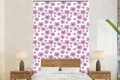 Produktbild von MuchoWow® Fototapete für Wohnzimmer oder Schlafzimmer Wandtapete Vinyl Motivtapete Blumen - Sakura - Rosa - 180x280 cm - Wallpaper