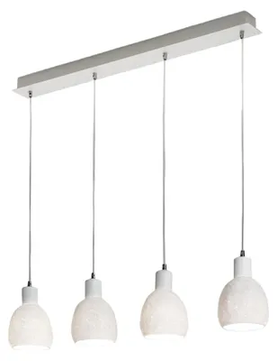 Zdjęcie produktu dla Nowoczesna lampa wisząca Marina z metalu i białej ceramiki, 4 żarówki E27, elegancka konstrukcja do oświetlenia wnętrz, 960 x 85 mm