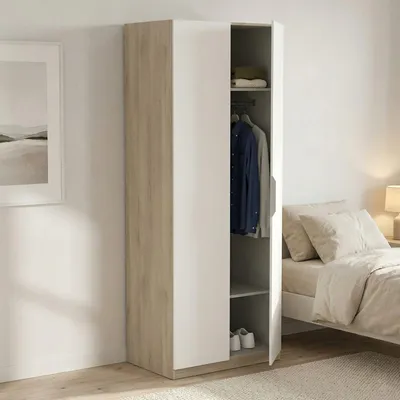 Immagine prodotto di Dmora Guardaroba 2 Ante Fioretta 51.1x203h cm Marrone Rovere, Appendiabiti 2 Ante