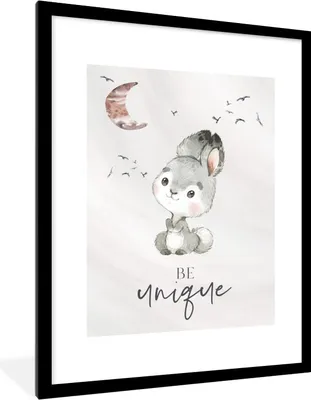 Produktbild von MuchoWow® Gerahmtes Poster Zitate - Kinder - Einzigartig sein - Jungen - Mädchen - Aquarellieren 60x80 cm - Poster mit Schwarzem Bilderrahmen Wandposter Rahmen Foto Bilder - Wohnzimmer - Dekorationen - Prämie