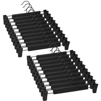 Productafbeelding van Broekhanger rokhangers - Verstelbare clips - Zwart - Set van 20 stuks