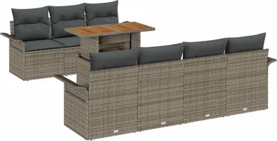 Productafbeelding van vidaXL Tuinset, 8-delig, grijs, polyrotan