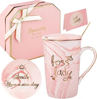 Zdjęcie produktu dla Zestaw upominkowy kubków Boss Lady Marble Ceramic 420ml - PinkBoss Lady