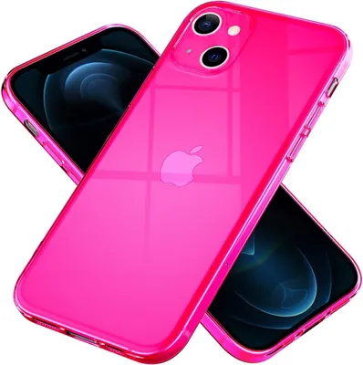 Immagine prodotto di NALIA Clear Neon Custodia per iPhone 13, cover trasparente colorata Rosa