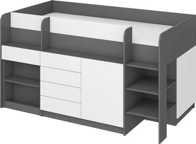 Produktbild von Posteľ s písacím stolom Smile R (Right) Detský nábytok Spálňové zostavy Loftová posteľ Poschodová posteľ Graphite / White