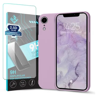 A phone case and screen protector are displayed together.