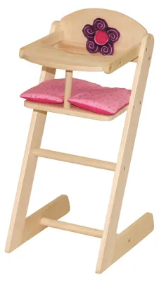 Produktbild von roba Puppenhochstuhl Serie 'Happy Fee', für Puppen und Babypuppen, Holz natur mit Blume