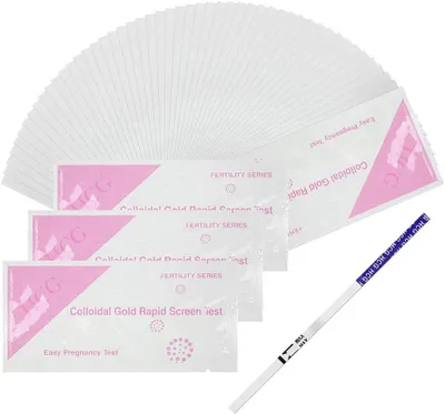 Produktbild von Schnelltest 50 Frühschwangerschaftstests, HCG-Test, Empfindlichkeit 25 mIU/ml, Früherkennung, einfache Anwendung