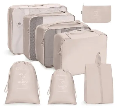 Immagine prodotto di TRANKIELO® - Set di 8 sacchetti pieghevoli per l'organizzazione dei bagagli - Organizer impermeabile per valigia, ideale per scarpe e abbigliamento
