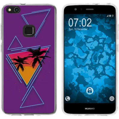 Produktbild von PhoneNatic Case kompatibel mit Huawei P10 Lite Silikon-Hülle Retro Wave Palmen M3