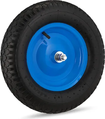 Produktbild von 2 x Schubkarrenrad 4.80 4.00-8, luftbereift, Stahlfelge, mit Achse, Ersatzrad Schubkarre, bis 120 kg, schwarz/blau
