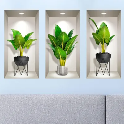 Obrázek produktu pro 3D samolepky s motivem rostlin pro výzdobu obývacího pokoje, 60 x 90 cm