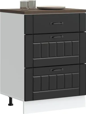Produktbild von "2026 Promotion" Küchenunterschrank - Sideboard Küche - „Lucca“ Schwarz Holzwerkstoff - Mehrzweckschrank CC31371