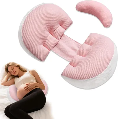 Produktbild von Stillkissen, Schwangerschaftskissen, Seitenschläferkissen, Körperkissen, Lagerungskissen, Schlafen, mit Zusatzkissen, 60 cm breit, Rosa