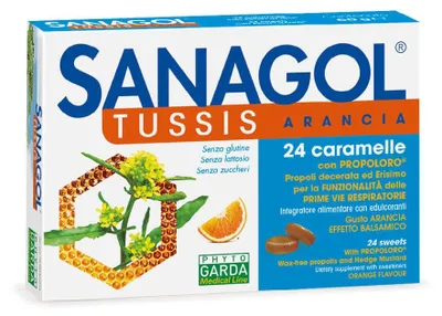 Immagine prodotto di Sanagol Tussis Arancia 24 Caramelle