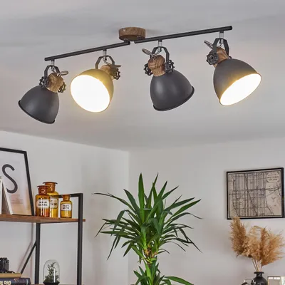 Produktbild von Verago »Verago« industrielle Deckenlampe aus Metall in grau/holzoptik