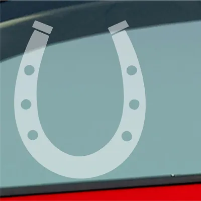 Produktbild von Auto Aufkleber Hufeisen Glück auf Pferd Pony Horse 12x10 cm Milchglas Sticker Heckscheibenaufkleber