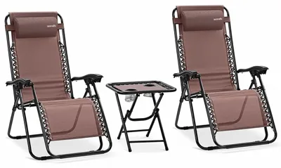 Produktbild von SereneLife Sonnenliege Klappbar 2er Set mit Tisch, Zero Gravity Liegestuhl Garte
