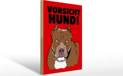Produktbild von Holzschild Hinweis Vorsicht Hund, 40 x 30 cm, Holzschilder Tiere Achtung