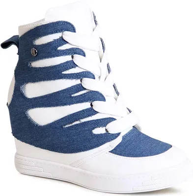 Produktbild von topschuhe24 2906 Damen Keilabsatz Stiefeletten Plateau Halbstiefel, Farbe:Blau, Größe:39 EU