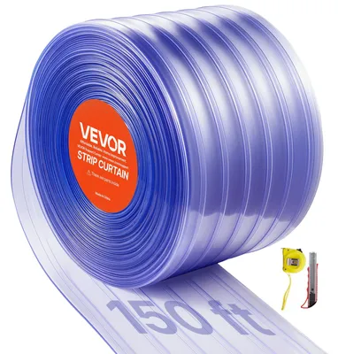 Obrázok produktu pre VEVOR PVC pásová clona, dĺžka 45,72 m x šírka 30 cm, lamelová clona, na metre, -20 °C až 60 °C Závesné pásy na dvere supermarketov, garáží, skladov, chovných zariadení, rebrované