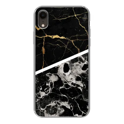 Produktbild von MuchoWow® Handyhülle Schutzhülle Hülle für iPhone XR Marmor - Gold - Luxus Silikon Softcase Handy Hülle - Schutzdeckel