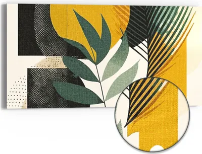 Produktbild von DEQORI Hybrid Leinwand Bild 60x30 cm 'Geometrische Natur' Wandbild Glas flach modern