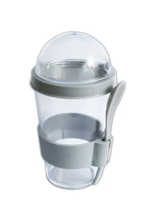 Produktbild von JOGHURTBECHER Löffel Deckel Müslibecher Müsli to go Müslischale Joghurt Becher 6 (Grau)