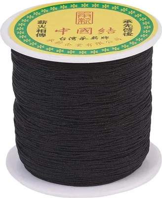 Image de Fil de nylon noir, semblable à de la soie, tressé - 0,5 mm - idéal pour le macramé et les bracelets d'amitié