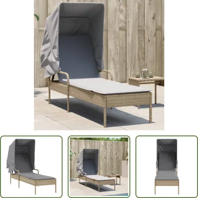 Obrázok produktu pre The Living Store Lehátko so strieškou Béžový polyratan
