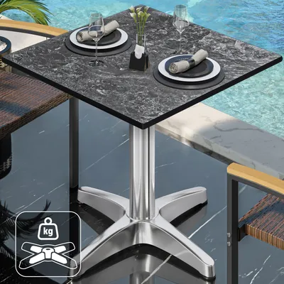 Produktbild von CPBL | HPL Bistrotisch | B:T:H 60 x 60 x 80 cm | Felsen / Aluminium | Zusatzgewicht | Quadratisch | Bistrotisch Gastro Tisch