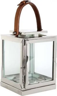 Produktbild von Casa Padrino Designer Deco Laterne Nickel Finish 17 x 17 x H. 23 cm - Luxus Qualität