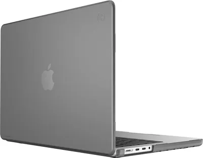 A gray Speck Smartshell case on a MacBook Pro.