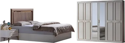 Produktbild von Schlafzimmer Set Bett + 2x Nachttische + Kleiderschrank Luxus Moderne Möbel 4tlg