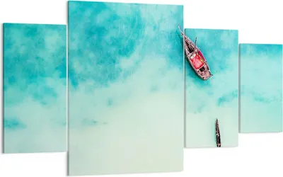 Produktbild von Bild auf Leinwand - Leinwandbild - Insel Boot Schiff Ozean - 160x90cm - Wand Bild - Wanddeko - Leinwanddruck - Bilder - Kunstdruck - Wanddekoration - Leinwand bilder - Wandkunst - DL160x90-2923