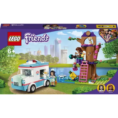 Produktbild von LEGO 41445 Friends Tierrettungswagen Spielzeugauto mit Olivia und Emma Mini Puppen