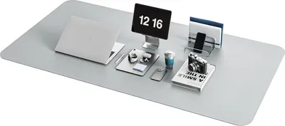Image de Grand tapis de souris Office Tapis de souris en cuir suédé gris argenté 120x60cm