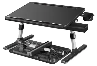 Zdjęcie produktu dla Regulowana podstawa pod laptopa do łóżka i sofy | Czarny kolor | 56x40x25,5-36 cm