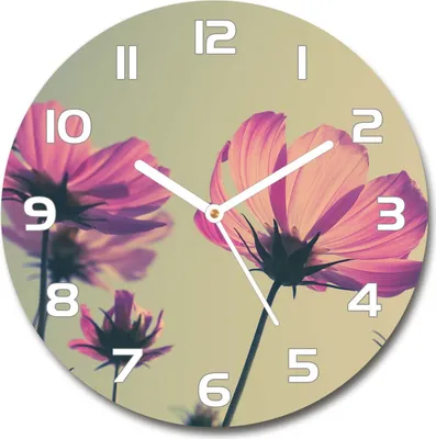 Produktbild von Wanduhr aus Glas 30fi Glasbild Glasuhr Gehärtetes Glas - weisse-zeiger - Pink flowers