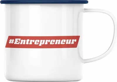 Produktbild von Trendation - Entrepreneur Emaille Tasse Entrepreneurship Geschenk Spruch Motivation (Blau)