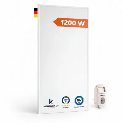 Produktbild von Infrarotheizung P1200 mit Thermostat, KI-generiertes Bild