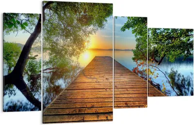 Produktbild von Bild auf Leinwand - Leinwandbild - Brücke See - 120x70cm - Wand Bild - Wanddeko - Wandbilder - Leinwanddruck - Bilder - Kunstdruck - Wanddekoration - Leinwand bilder - Wandkunst - DL120x70-3528