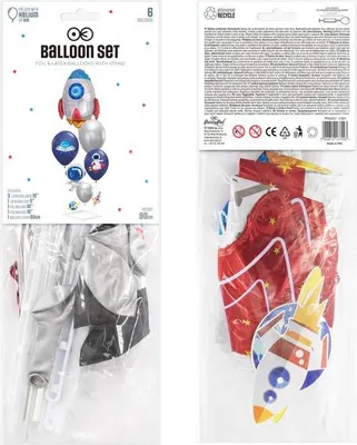Produktbild von Ballonständer Set Weltraumrakete Geburtstag 6tlg.