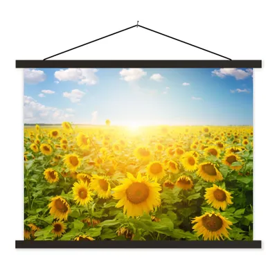Produktbild von MuchoWow® Textilposter Sonnenblume - Sonne - Wolken 40x30 cm mit schwarzem Rahmen - Dekorationen