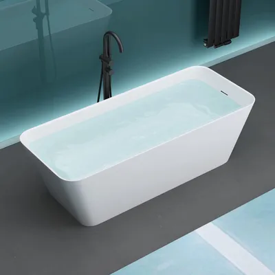 Produktbild von Mai & Mai Freistehende Badewanne Weiß matt 170x70x58 cm Mineralguss Standbadewanne inkl. Nano-Versiegelung