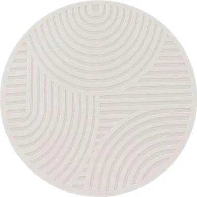 Produktbild von Teppich Kurzflor Struktur Wohnzimmer schmutzabweisend Creme Rund 200D | 100% Polypropylen, Rücken aus Polypropylen | Florhöhe: 10 mm | nicht waschbar