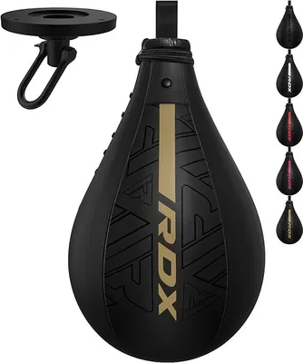 Produktbild von RDX Boxbirne Maya Hide Leder Set, Speedball Hängend Mit Halterung, Punchingball Boxing Speed Bag, Geschwindigkeit Ball Boxen Training Trainingsgeräte Gym Fitness